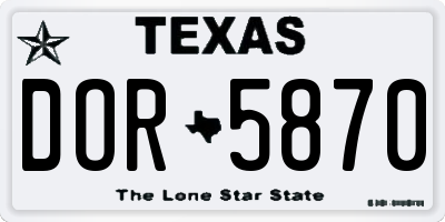 TX license plate DOR5870