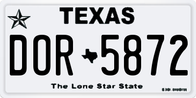 TX license plate DOR5872