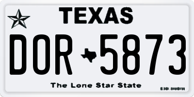 TX license plate DOR5873