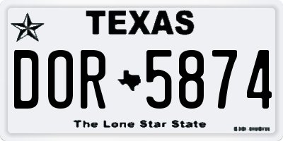 TX license plate DOR5874
