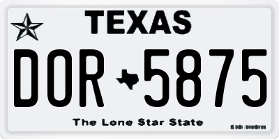 TX license plate DOR5875