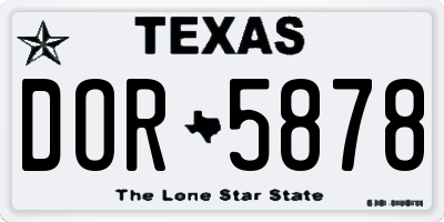 TX license plate DOR5878