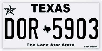 TX license plate DOR5903