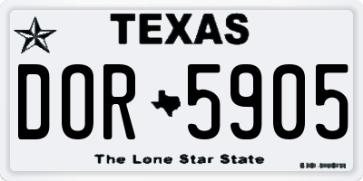 TX license plate DOR5905