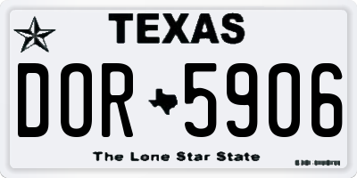 TX license plate DOR5906