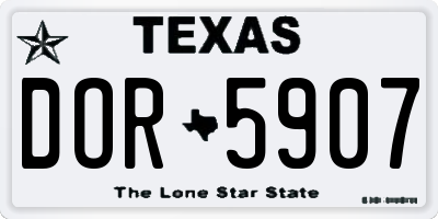 TX license plate DOR5907