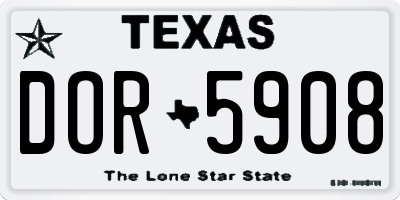 TX license plate DOR5908