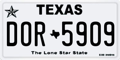 TX license plate DOR5909