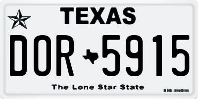 TX license plate DOR5915