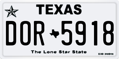 TX license plate DOR5918