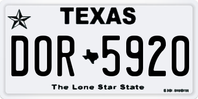 TX license plate DOR5920