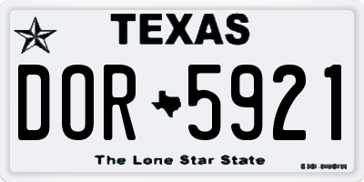TX license plate DOR5921