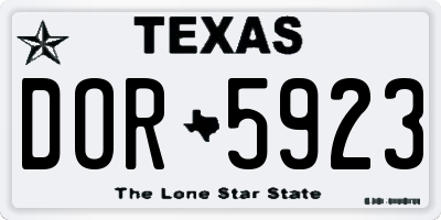 TX license plate DOR5923