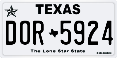 TX license plate DOR5924