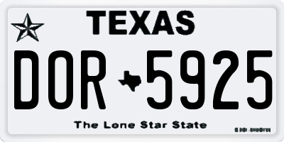 TX license plate DOR5925