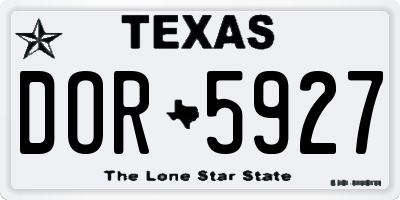 TX license plate DOR5927