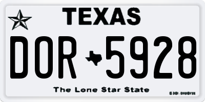TX license plate DOR5928