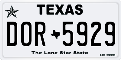 TX license plate DOR5929
