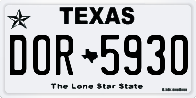 TX license plate DOR5930