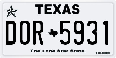 TX license plate DOR5931