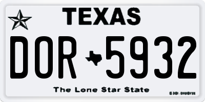 TX license plate DOR5932