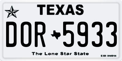 TX license plate DOR5933
