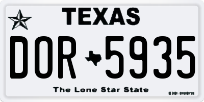 TX license plate DOR5935