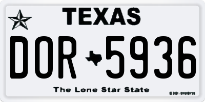 TX license plate DOR5936