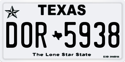 TX license plate DOR5938