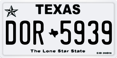 TX license plate DOR5939