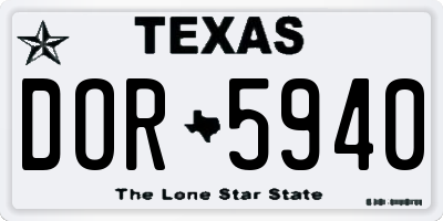 TX license plate DOR5940