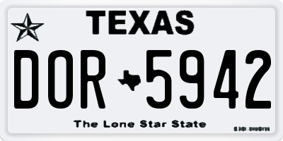 TX license plate DOR5942
