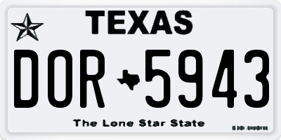 TX license plate DOR5943