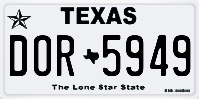 TX license plate DOR5949
