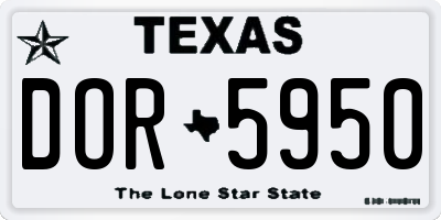 TX license plate DOR5950
