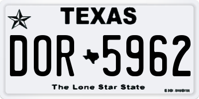 TX license plate DOR5962