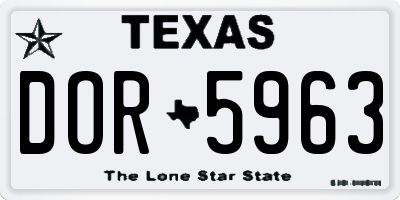TX license plate DOR5963
