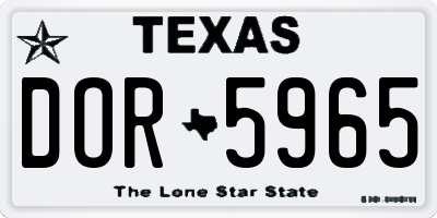 TX license plate DOR5965