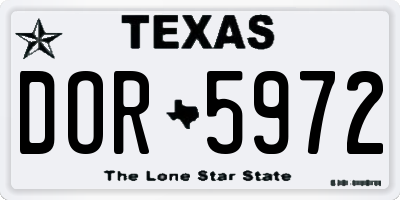 TX license plate DOR5972