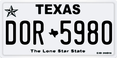 TX license plate DOR5980