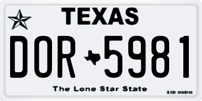 TX license plate DOR5981