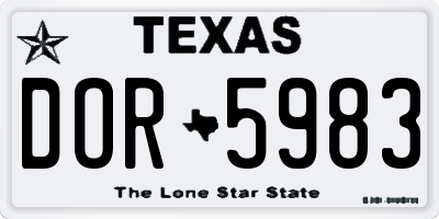 TX license plate DOR5983