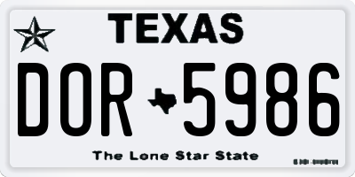 TX license plate DOR5986