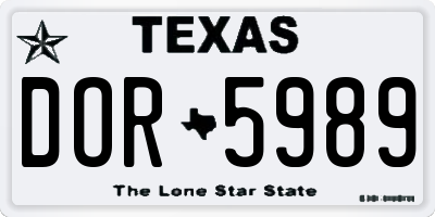 TX license plate DOR5989