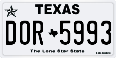 TX license plate DOR5993