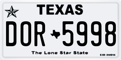 TX license plate DOR5998