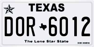 TX license plate DOR6012