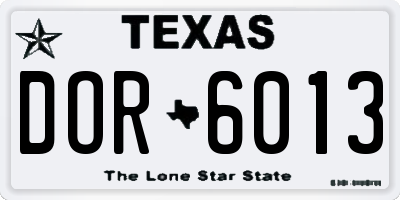 TX license plate DOR6013