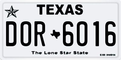 TX license plate DOR6016