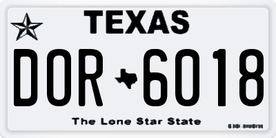 TX license plate DOR6018